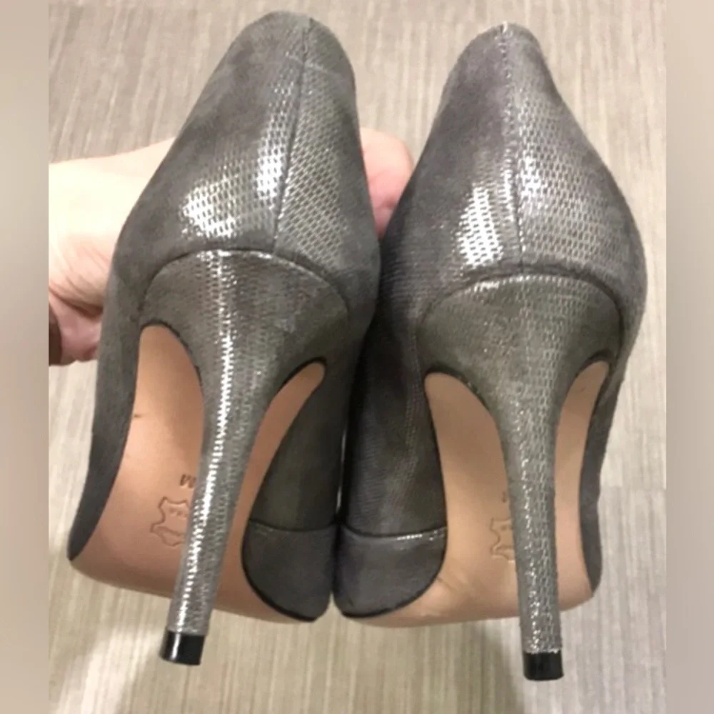 Tory Burch 'Shaila'  Leather Pump Pointy Toe colorblock grey & black size 6